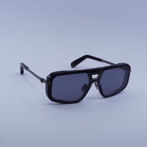 Philipp Plein SPP008M 700X Sunglasses Black Aviator Frame, Grey Lenses